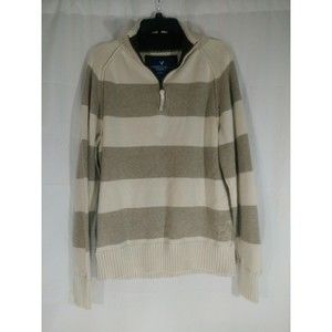 American Eagle Mens Size XL Milk Tan Pullover Sweater 1/4 Zip Long Sleeve
